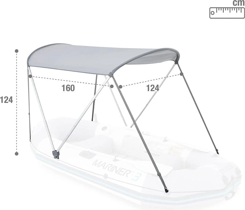 Intex Boot Canopy Bimini 68600 UV-Schutz tragbar Aluminium 1,6m x 1,42m blau - 6941057422824