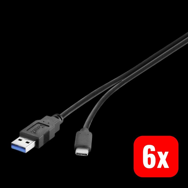 Renkforce USB-Kabel USB 3.2 Gen1 USB-A auf USB-C Stecker 0,30m schwarz 10GBit/s - 4053199516438