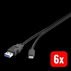 6x B-Ware Renkforce USB-Kabel USB 3.2 Gen1 USB-A auf USB-C Stecker 0,30m schwarz 10GBit/s