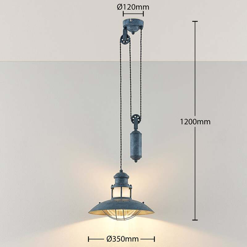 Lindby Pendelleuchte Hängeleuchte Louisanne LED Lampe dimmbar grau-grün 25,7cm - 4251096532791