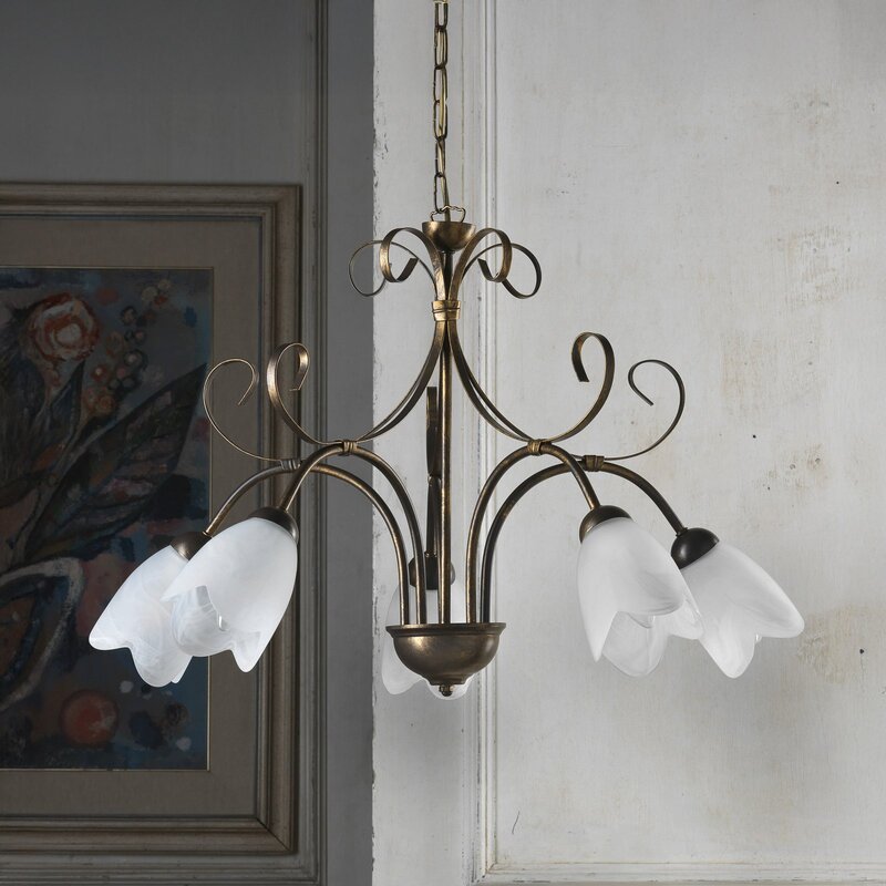 ONLI Hängeleuchte Lampe Odino bronzefarben Glas 5-flg E14 dimmbar SIEHE TEXT - 8030626545991