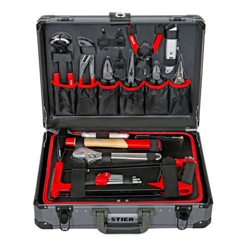 STIER Werkzeugsortiment Set Werkzeugkoffer Aluminiumkoffer 135-teilig  Werkz71 - 4251709612780