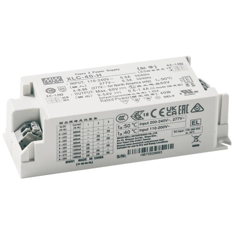 Mean Well LED Treiber Netzteil XLC-40-H LED Stromversorgung 40W 9-54V 1St - 4021087098380