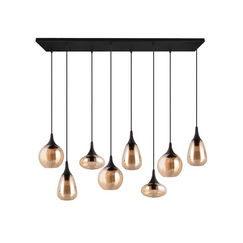TRIO LIGHTING Hängeleuchte Pendelleuchte Lampe Lumina Glas schwarz amber Metall - 4017807577679