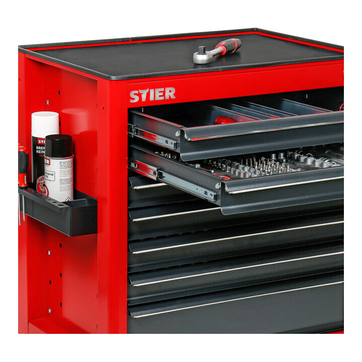 STIER Werkstattwagen leer Werkzeugwagen mit 7 Schubladen rot 884x696x490mm - 4260438995750