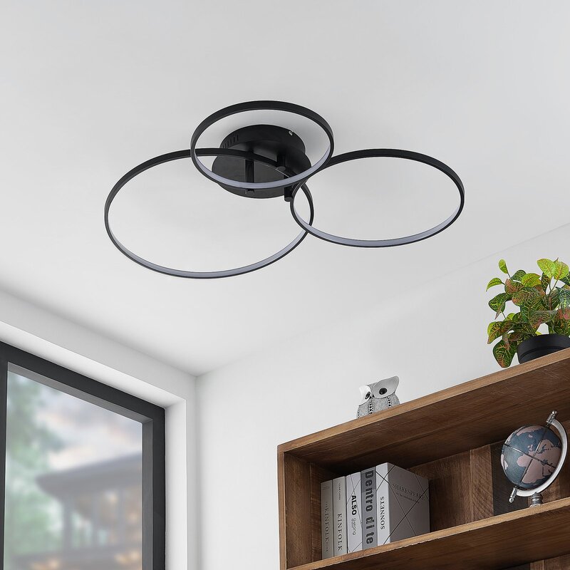 Lindby Deckenlampe Rayk LED dimmbar Lampe Leuchte schwarz 77cm 1900Lumen - 4251911700053