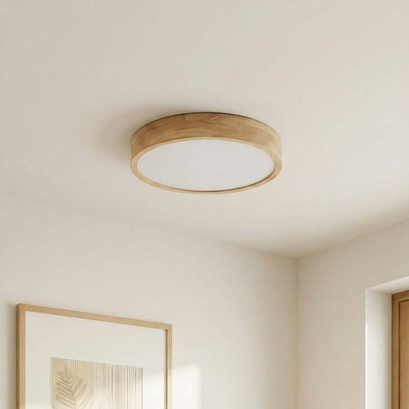 Lindby Deckenlampe Tanju LED Leuchte Lampe dimmbar rustikal Ø60cm Holz weiß - 4251911729061