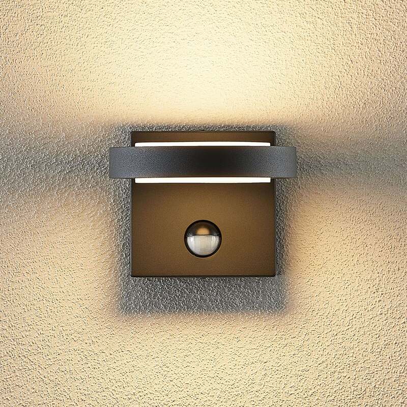 Lucande Außenlampe Wandleuchte Belna LED Gartenlampe mit Sensor dunkelgrau IP54 - 4251911702576