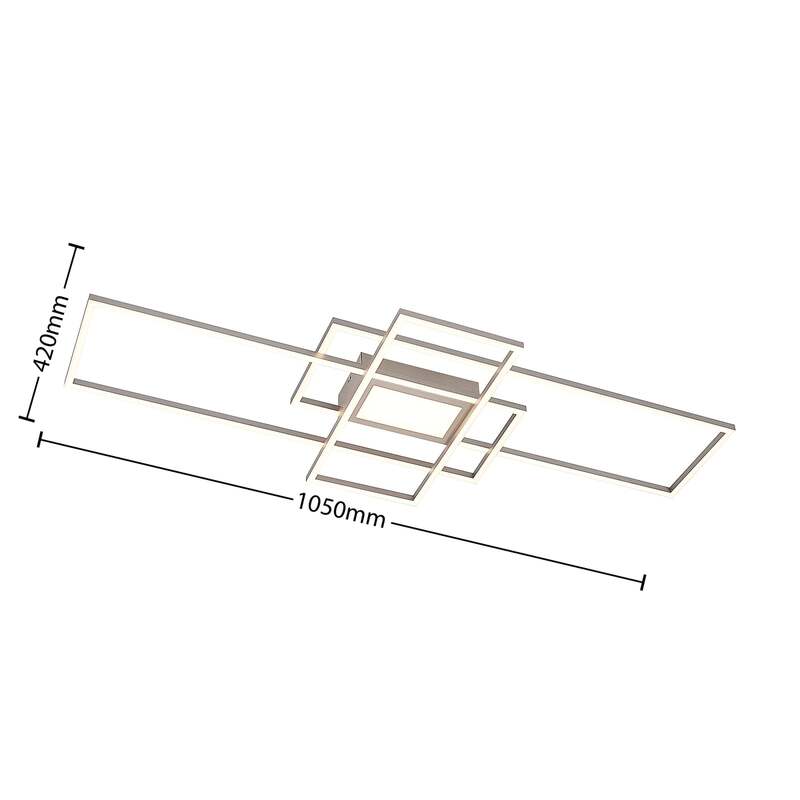 Lindby Deckenleuchte Caitlin LED Lampe dimmbar nickel CCT Fernbedienung 105x42cm - 4251096595598
