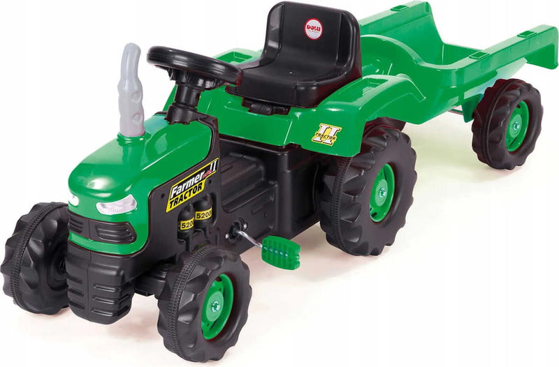 DOLU Trettraktor mit Anhänger 8053 grün schwarz für Kinder ab 3 Jahren - 8690089080530