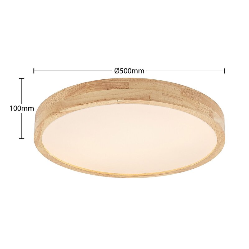 Lindby Deckenleuchte Deckenlampe LED Holz Remote CCT dimmbar Lanira weiß rund - 4251911741568