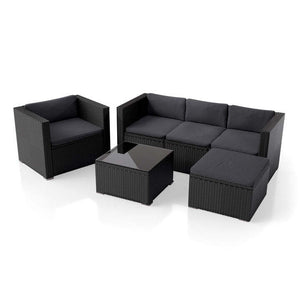 B-Ware Polyrattan Lounge Punta Cana Gartenmöbel Sitzgarnitur 4 Personen schwarz grau