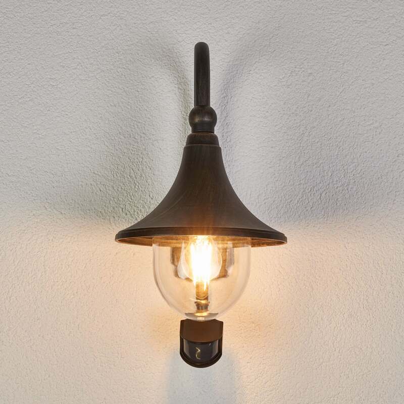 Lindby Außenwandleuchte Daphne LED Wandleuchte mit Sensor E27 schwarz 47cm - 4251096533880