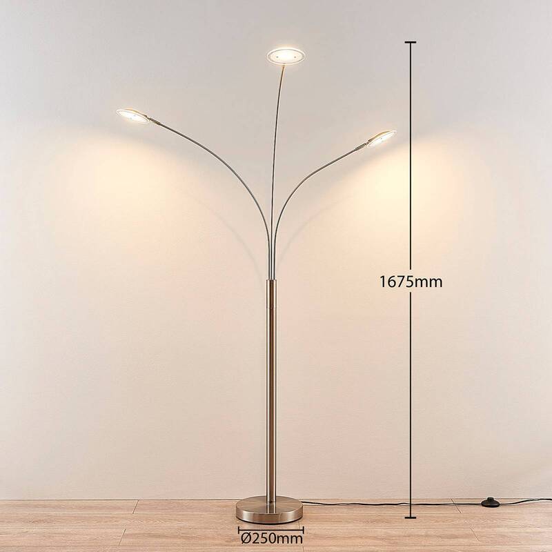 Lindby LED-Stehlampe Anea Stehleuchte Lampe Leuchte LED 3-flammig nickel - 4251096543186