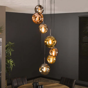 B-Ware Hängeleuchte Stellar 7-flammig LED Pendelleuchte dimmbar mehrfarbig altsilber