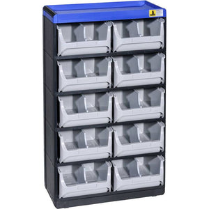 C-Ware Allit Kleinteilmagazin VarioPlus Pro 53/20 stapelbar Schwarz Grau Blau 30x52x16