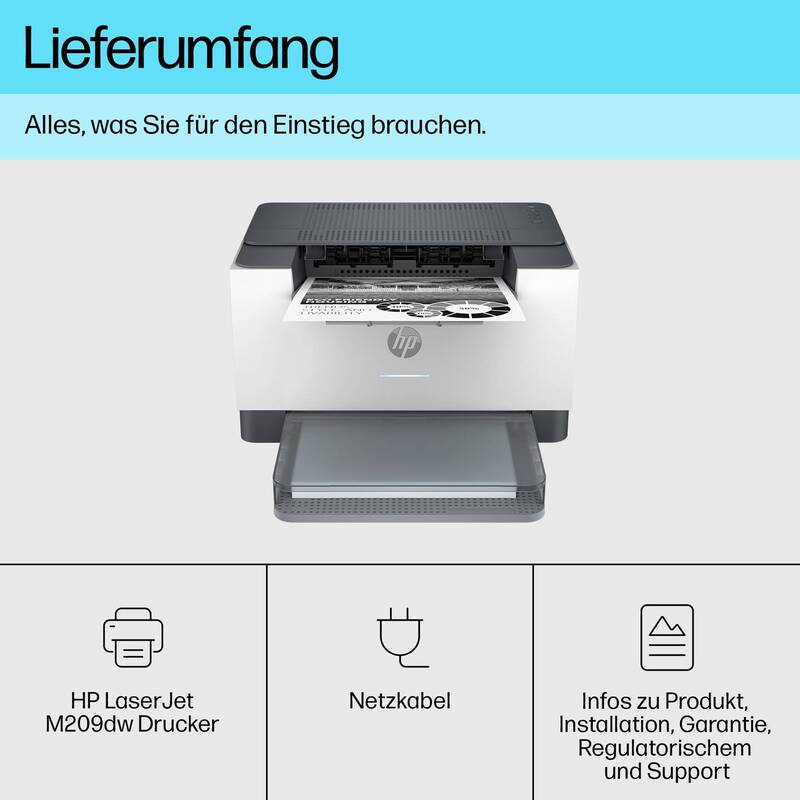 HP LaserJet M209dw Drucker Laserdrucker 29 S./min Duplex WLAN USB A4 schwarzweiß - 0194850664267
