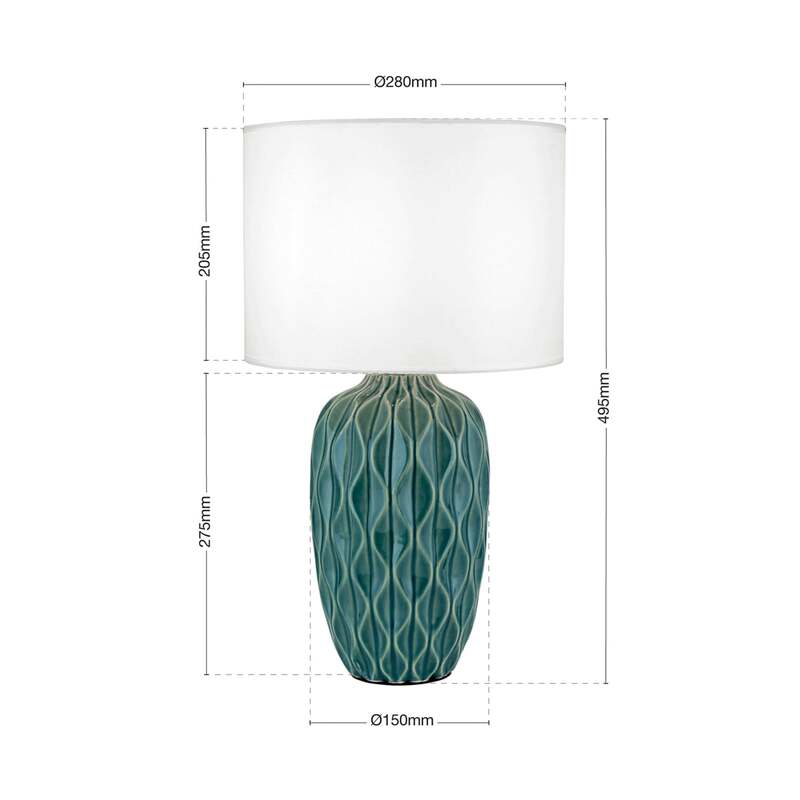 Tischlampe Tortuga grün/weiß E27 Leuchte Lampe 40W Höhe 49,5cm Ø28cm IP20 - 9003090277902
