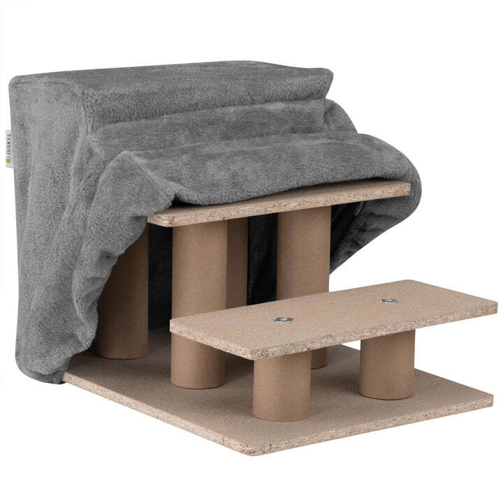 Haustiertreppe Timmy 3 Stufen Treppe für Haustiere weich gepolstert stabil Grau - 4260565527862