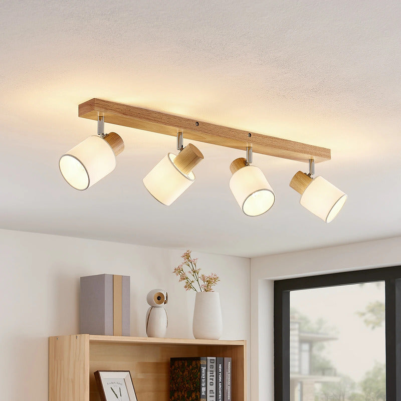 Lindby Deckenstrahler Wanessa 67cm 4-flg Holz weiß E14 dimmbar IP20 - 9624711