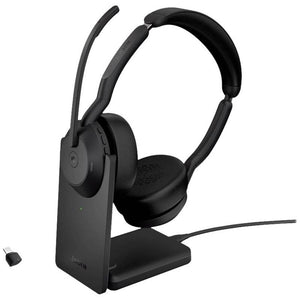 B-Ware Jabra Headset Kopfhörer Evolve2 55 MS stereo Funk Bluetooth Schwarz Ladestation