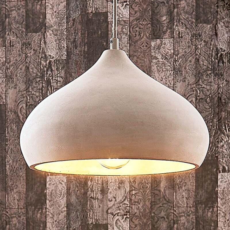 Lindby Beton-Pendelleuchte Morton Pendelleuchte Lampe Leuchte E27 Ø 29 cm grau - 4251096547818