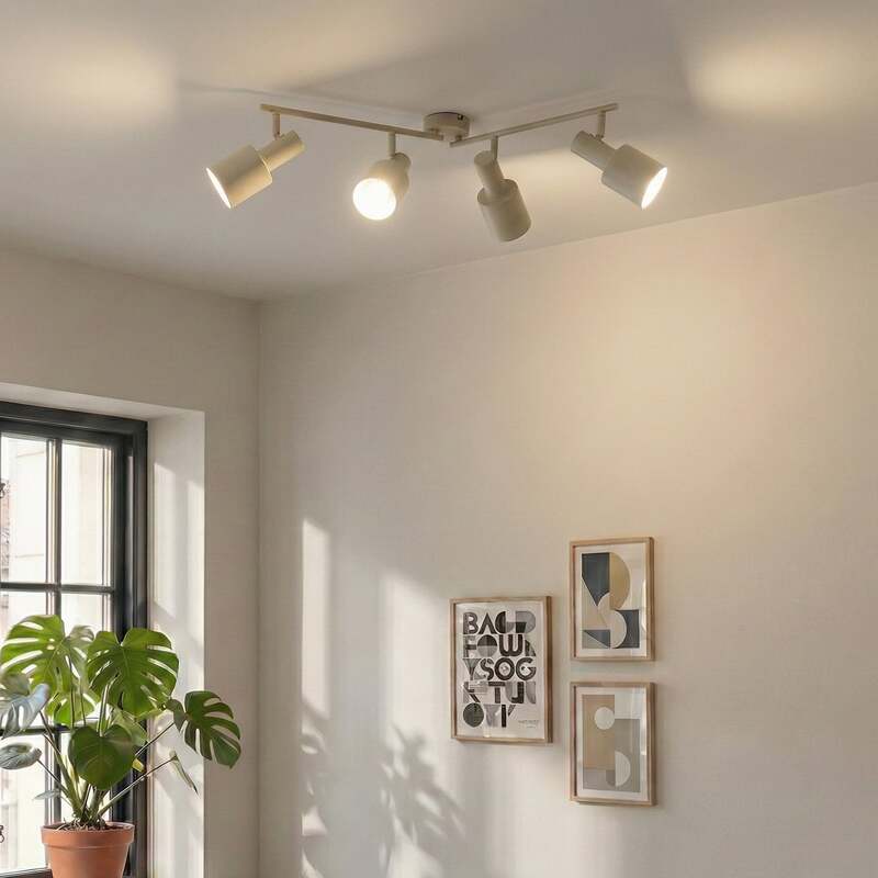 Lindby Deckenstrahler Ovelia LED Lampe 4-flammig dimmbar beige 80 cm Eisen - 4251911775136