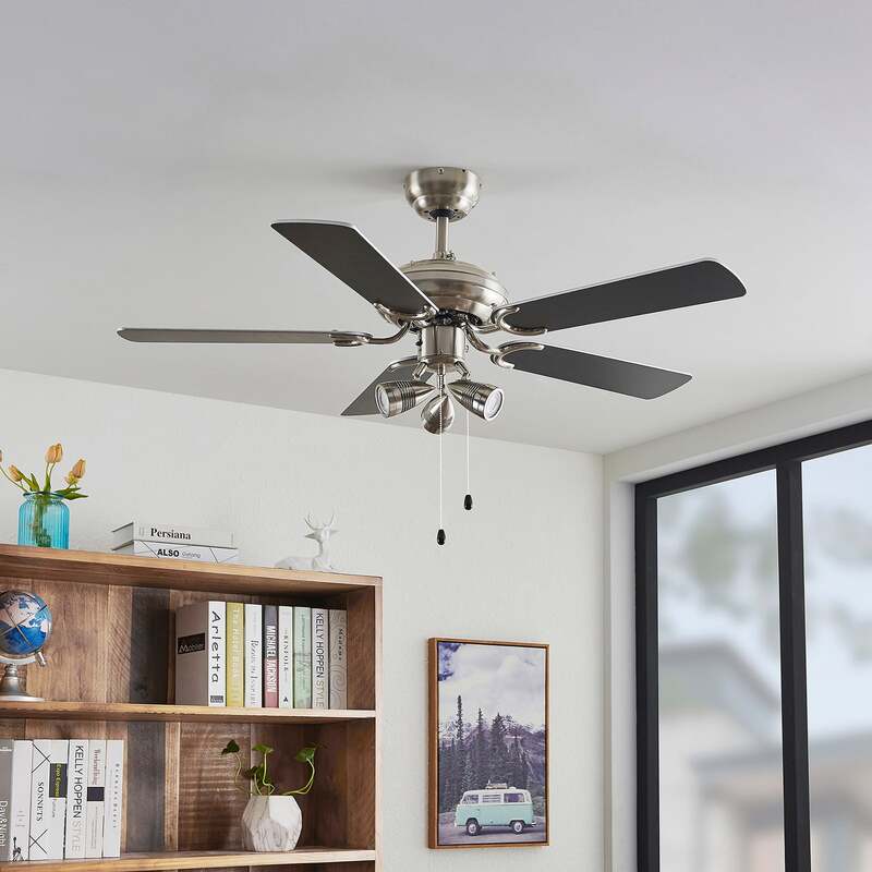 Lindby Deckenventilator Anariki leise Ventilator mit Licht silber Ø 108,5 cm - 4251911744675