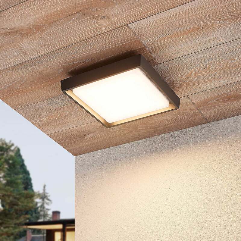 Lucande Deckenleuchte Außenlampe LED Birta dunkelgrau Aluminiumdruckguss IP54 - 4251096556087
