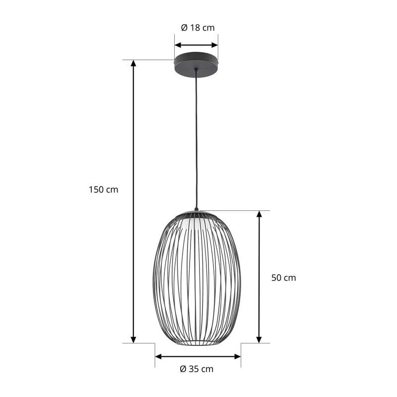 Lucande Außenleuchte Hängeleuchte Richi LED dimmbar schwarz 3000K IP44 Ø35cm - 4255830912689
