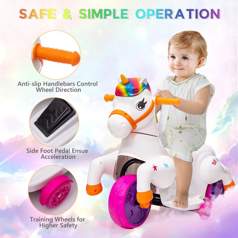 Sandinrayli Kinderfahrzeug Kinderauto Elektrofahrzeug Einhorn Kunststoff Musik - 6974129112194