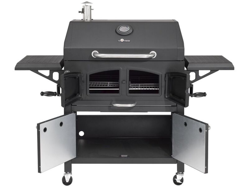 El Fuego Holzkohlegrill Grand Ontario Grill Schwarz 81x46cm Feuerkammer BBQ groß - 4250373205724
