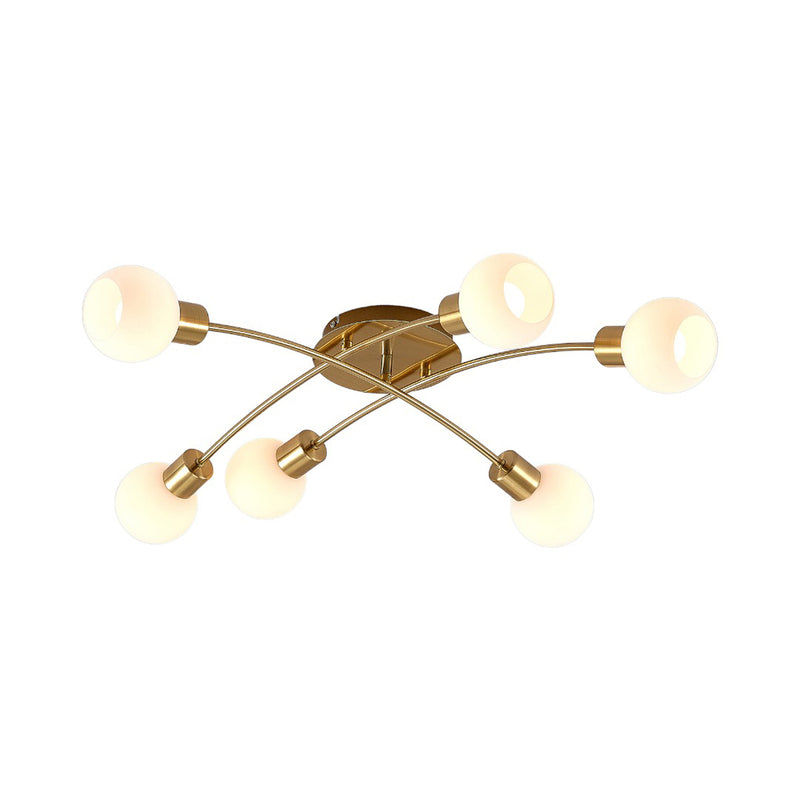 Lindby Deckenleuchte Agmar LED Lampe dimmbar 6-flg messingfarben Glas 80x72cm - 4251096581386