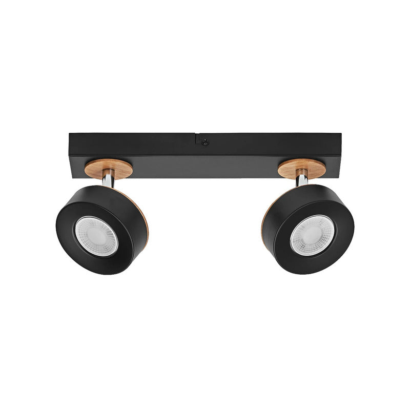 OSRAM Deckenstrahler Deckenspot LED Lampe schwarz Stahl Holz Warmweiß 2 Spots - 4099854470998