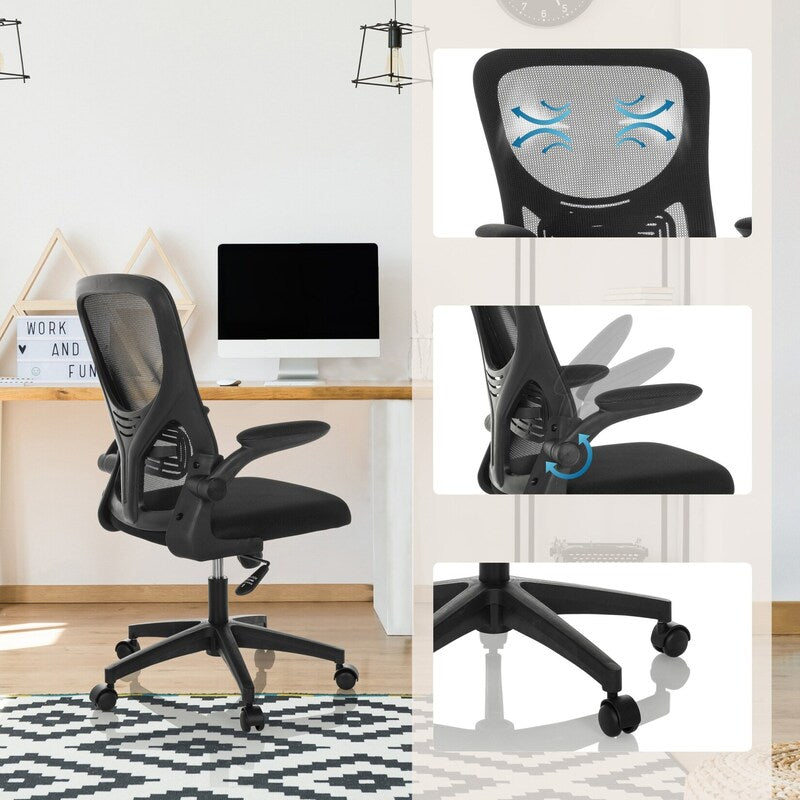 hjh OFFICE Bürostuhl Drehstuhl BELIO Netz Stoff schwarz Stuhl Möbel PC-Stuhl - 4064323037866