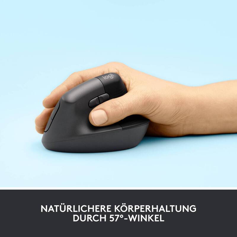 Logitech Lift Ergonomische Maus Bluetooth Funkoptisch 4000dpi Graphit 6 Tasten - 5099206099784