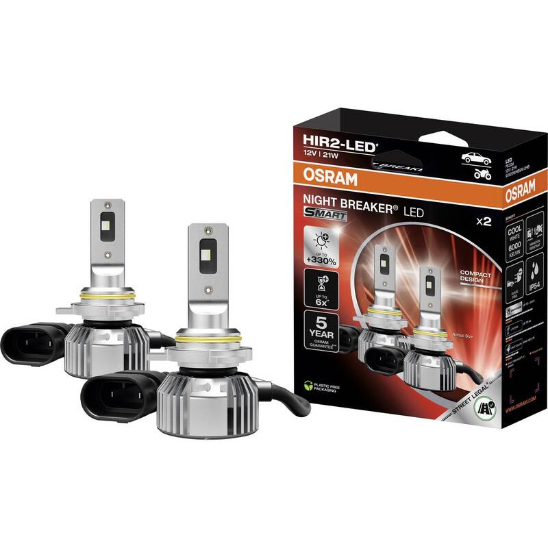 Osram LED Scheinwerferlampe HIR2 NightBreaker 2er Set orange Leuchte Lampe - 4062172424875