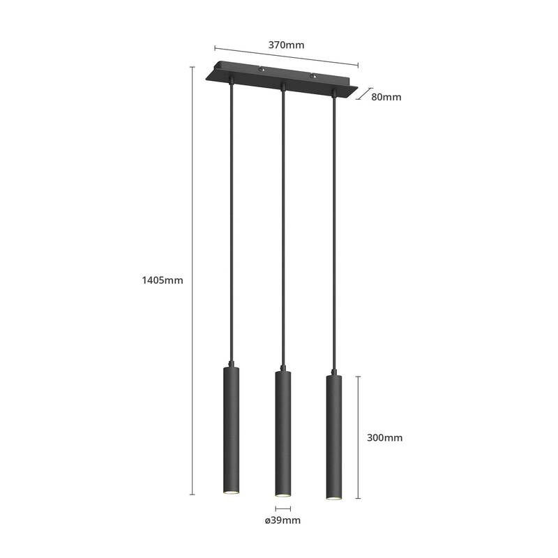 Arcchio Pendelleuchte Hängelampe LED Franka schwarz Aluminium lang - 4251096568653