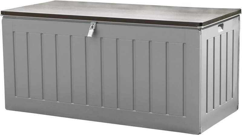 Olsen & Smith Garten Aufbewahrungsbox 830l mit Vorhängeschloss 160x78x76cm grau - 5038230170434