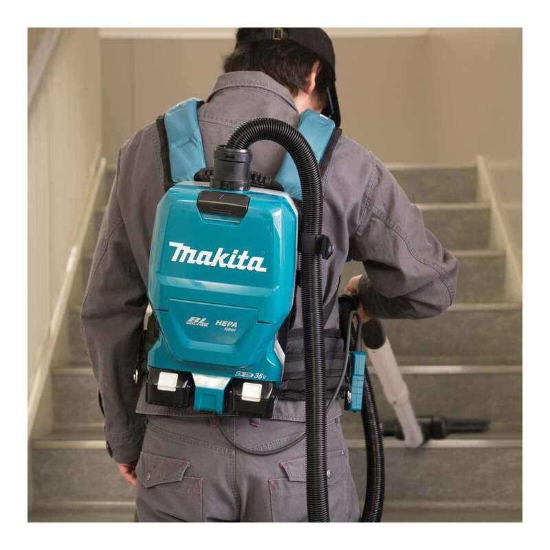 Makita Akku-Rucksackstaubsauger DVC261ZX15 2x18V Sauger HEPA Filter blau - 0088381870016