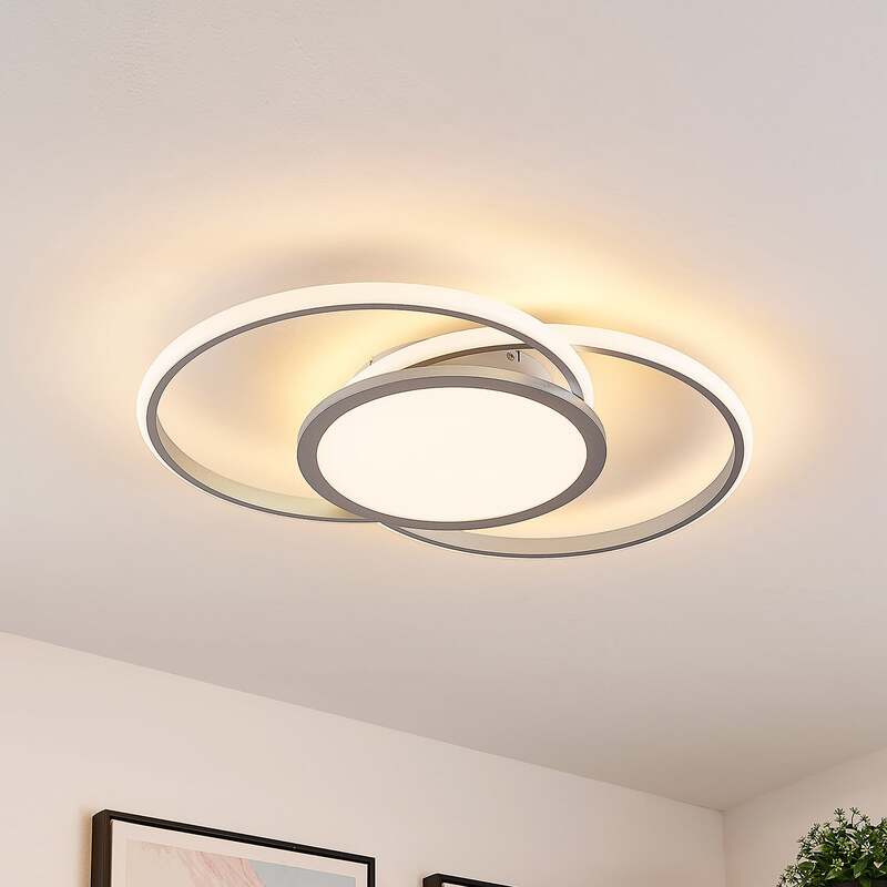Lucande Deckenlampe LED Senne dimmbar silber Aluminium 63cm Leuchte Licht - 4251096597639