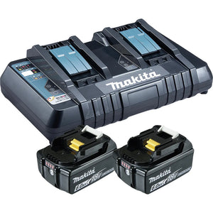 B-Ware Makita Akku Werkzeug-Akku 18V 6,0Ah Li-Ion mit Doppel-Schnellladegerät schwarz