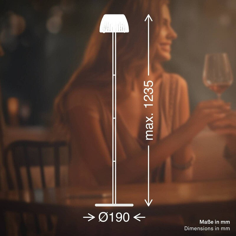 Briloner Stehlampe LED dimmbar Akku Leuchte kabellos für Wohnzimmer weiß 124cm - 4002707482581