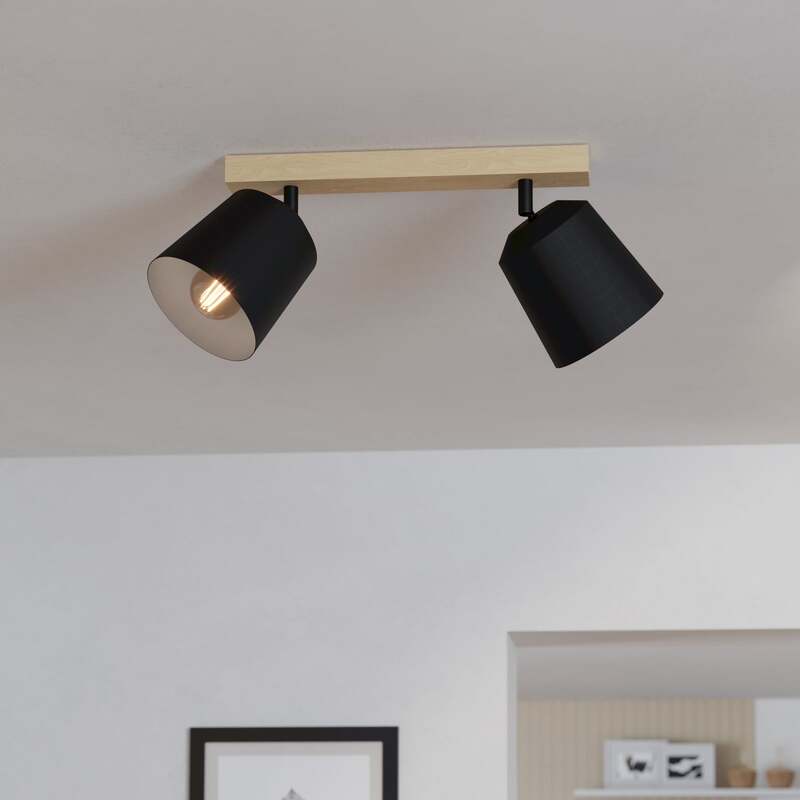 EGLO Cotorro Deckenstrahler 2-flammig Holz Stahl dimmbar bewegliche Schirme - 9008606243884