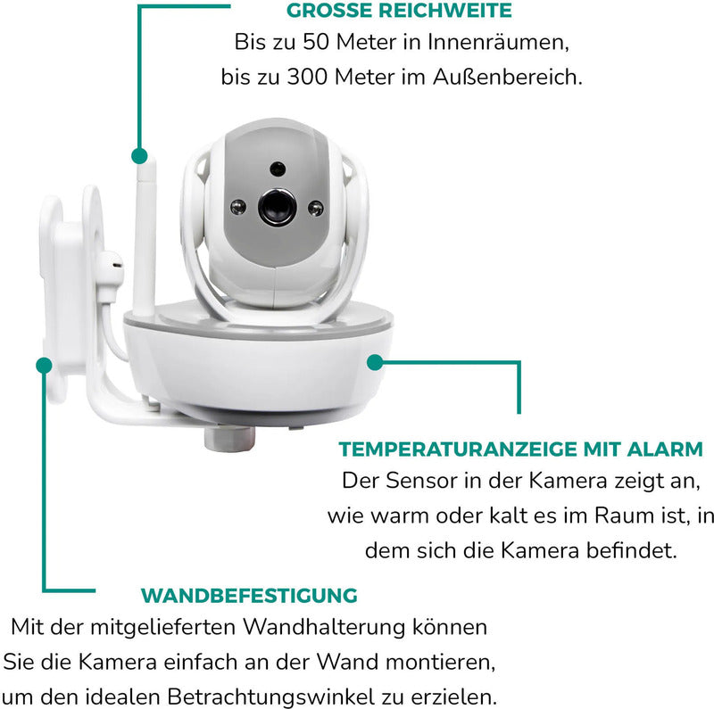 Alecto Babyphone Überwachungsgerät Kamera 43 Zoll Farbdisplay Weiß Grau - 8711902078197
