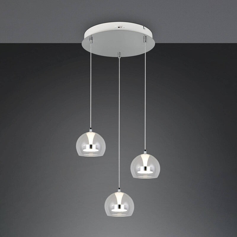 TRIO LIGHTING Hängelampe Flynt LED Pendelleuchte dimmbar chrom 3-flammig Ø42cm - 4017807671001