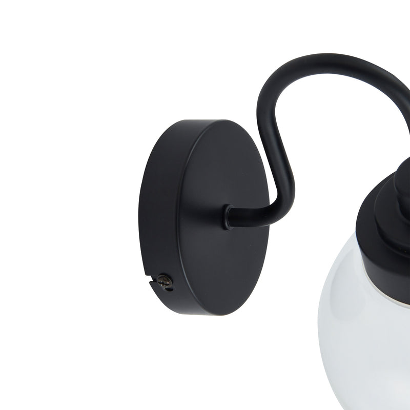 Lucande Wandleuchte Lampe Badbeleuchtung Badolo schwarz Glas 25 cm IP44 Leuchte - 4251911778014