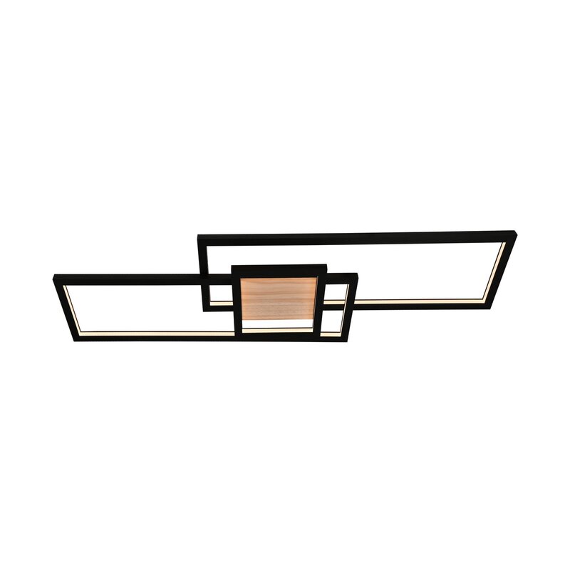 Lindby Deckenleuchte Lampe LED Emiljan schwarz Metall dimmbar Holz Wohnzimmer - 4251911799262