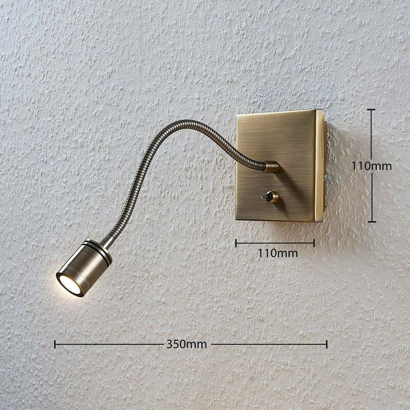 Lindby Wandlampe Leselampe Mayar LED altmessing Metall 11cm Höhe 35cm dimmbar - 4251096556872
