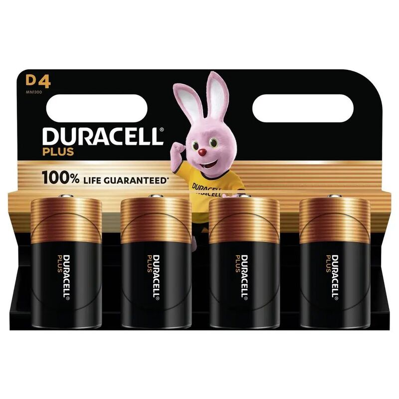 Duracell Batterie 1,5V Mono D Plus-D K4 (Bli.4) zuverlässige Energiequelle - 5000394142039